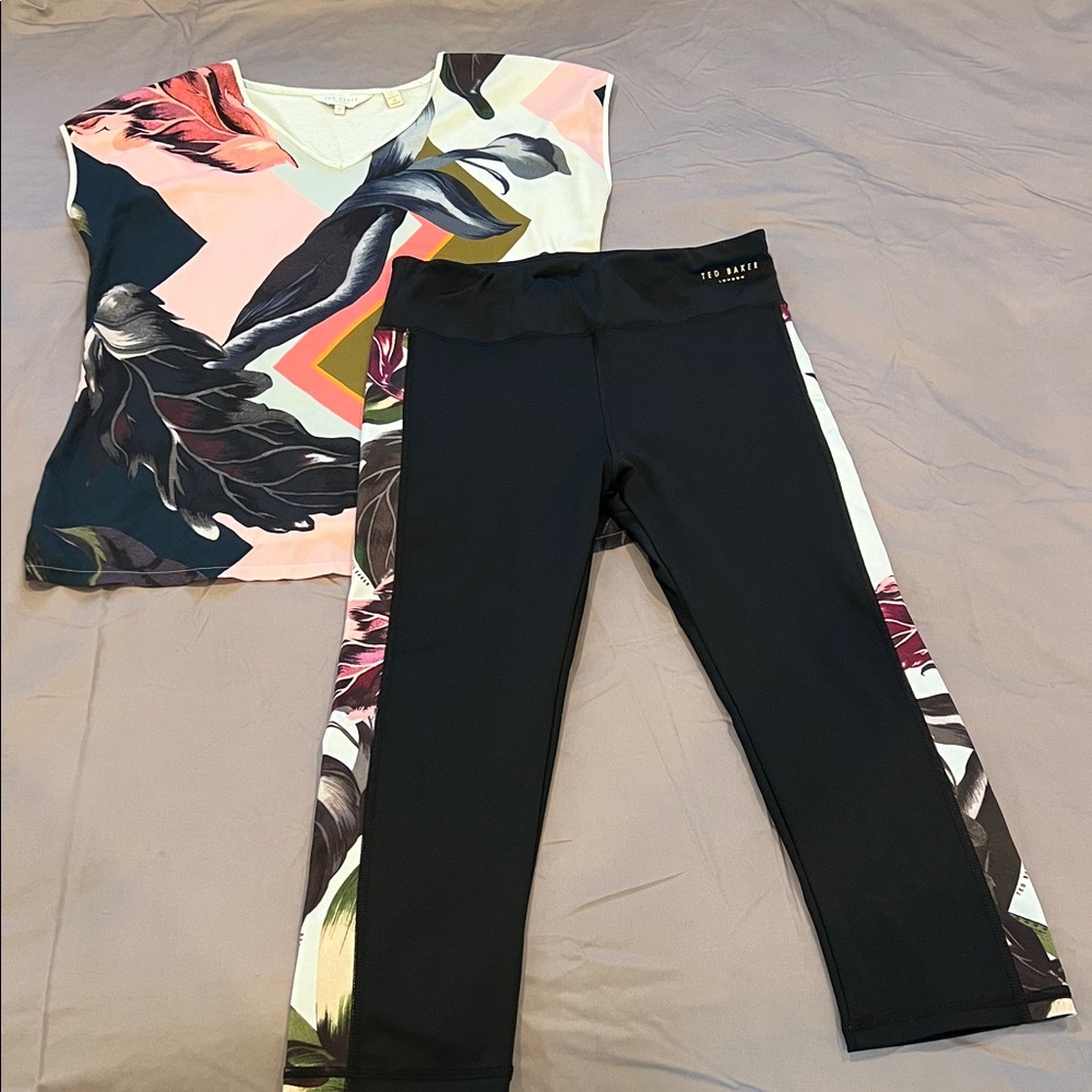Ted Baker London Black Floral Top and Legging Set